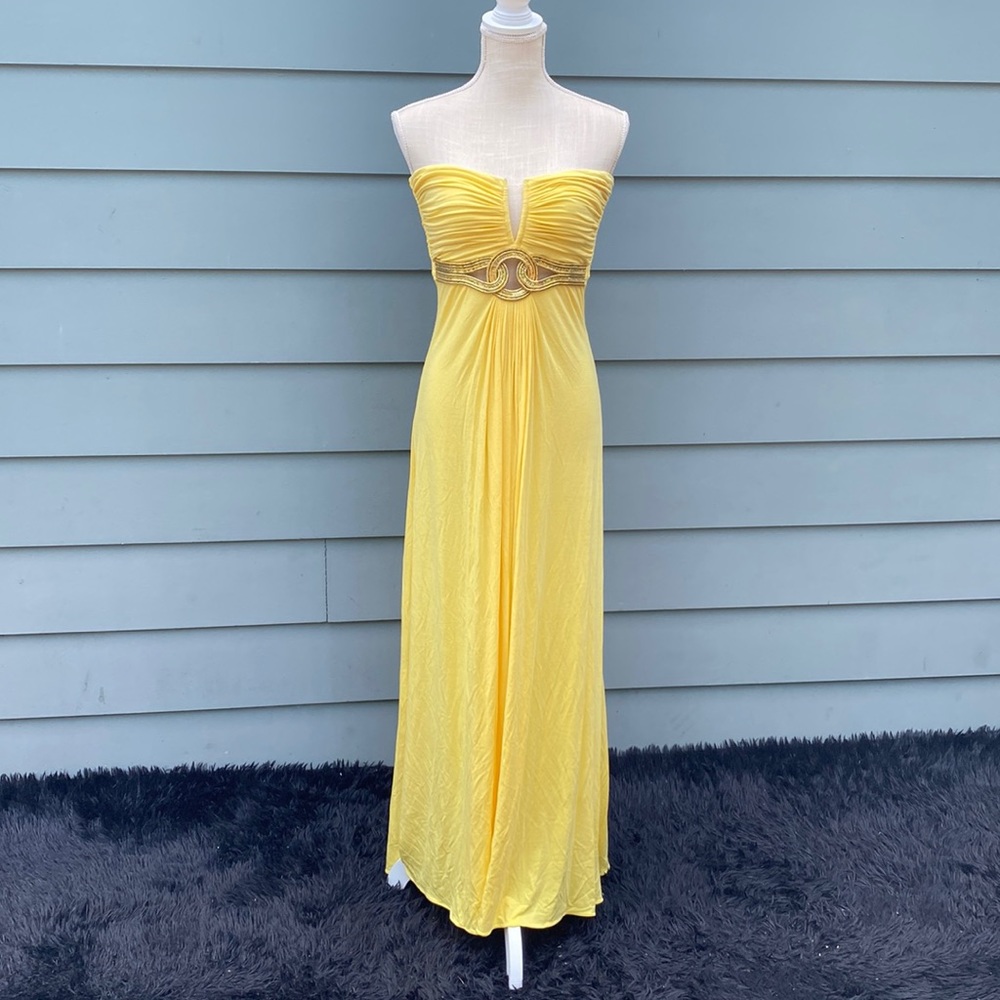 Sky brand yellow embellished strapless maxi dress - Picture 1 of 10